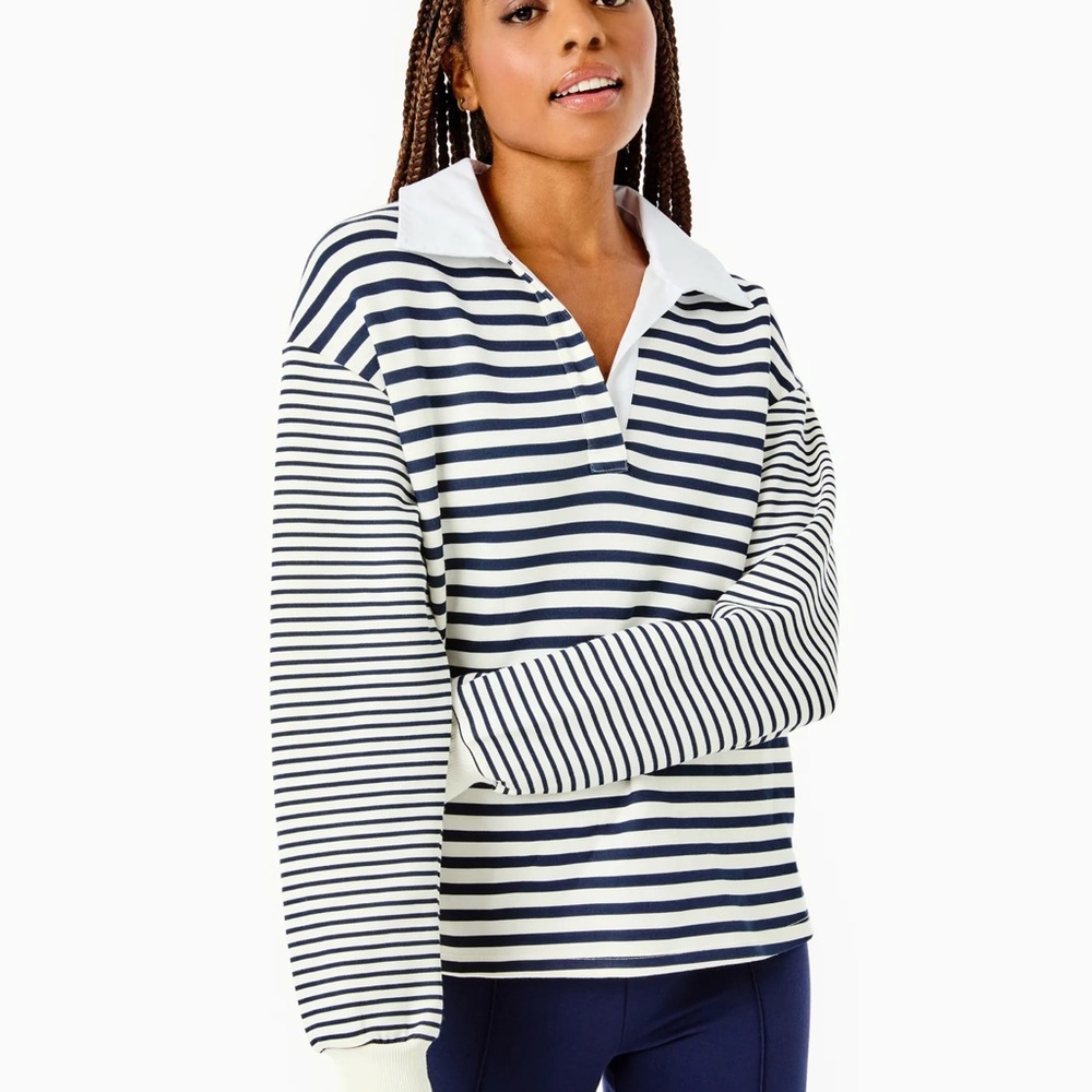 Addison Bay Navy and White Striped Sweatshirt